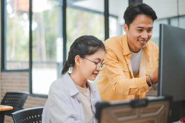 Wall Mural - team programmer focuses on software development, site design, and the advancement of coding and prog