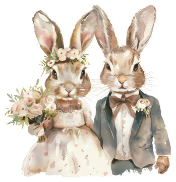PNG  Wedding rabbit art painting