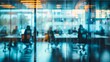 © LU - Blurred offices with people working behind glass walls