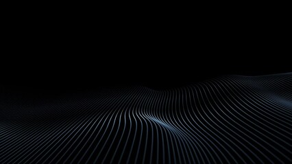 Wall Mural - loop curvy lines slow motion on clean black animation background.