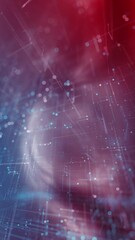 Wall Mural - red blue loop abstract digital technology lines and dots vertical animation background.