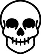 Illustration of skull in monochrome style. Design element for logo, sign, emblem. Vector illustration
