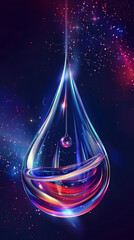 Sticker - Holographic fluid liquid drop illustration