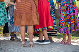 Fototapeta Konie - Midsection shot of fashionable group of woman