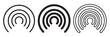 © becky studio - Radio tower icon set. Internet and mobile connection. Linear style. Signal set vector icons. Radio signals waves and light rays, radar, wifi, antenna and satellite signal symbols.