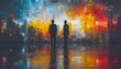© Dream Clicks - silhouette two businessmen in building background,  drawing art