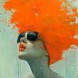 Profile of a woman with bright orange flowers, celebrating femininity, wellness, and artistic individuality