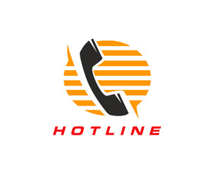 Poster - Call center icon for hotline help and customer support service, vector symbol of telephone receiver. Client assistance and customer contact call center sign for telephone operator and agent assistant