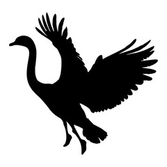 Wall Mural - black silhouette of a swan or duck