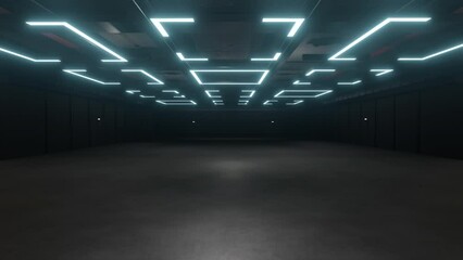 Motion Empty hall exhibition.The backdrop for exhibition stands, booth,Display,trade show.Conversation for event.Big room for entertainment,event,sports,gym.3d Background for online.4K Loop.3d render.