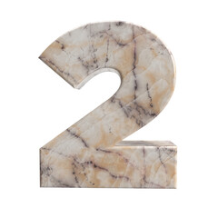 Sticker - Number 2,  3D stone material