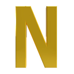 Canvas Print - Letter N gold with transparent background