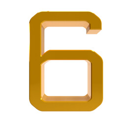 Sticker - gold number 6 on a transparent background