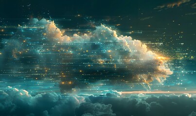 Wall Mural - Cloud Data Center, a massive cloud shaped data center