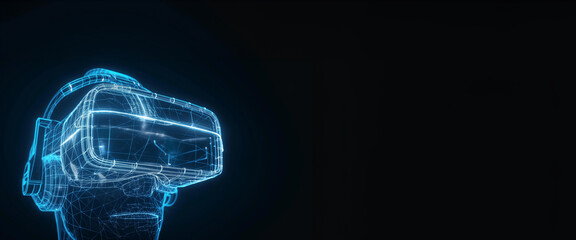Wall Mural - virtual reality vr technology headset, artificial intelligence testing, vision pro display mockup