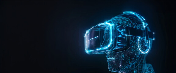 Wall Mural - virtual reality vr technology headset, artificial intelligence testing, vision pro display mockup