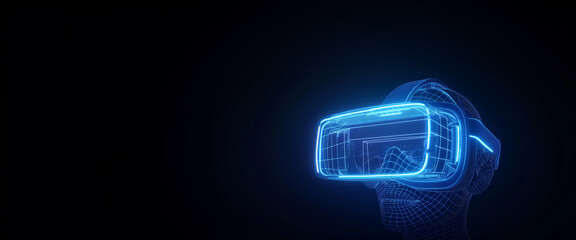 Wall Mural - virtual reality vr technology headset, artificial intelligence testing, vision pro display mockup