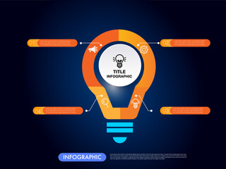 Wall Mural - infographic template for business.4 steps for marketing research idea goal concept