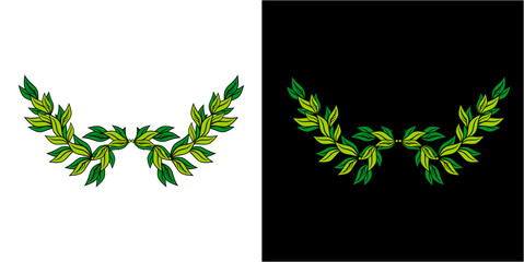 Wall Mural - green leaf background laurel wreath