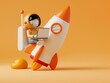 © TONSTOCK - a cartoon character sitting on a rocket