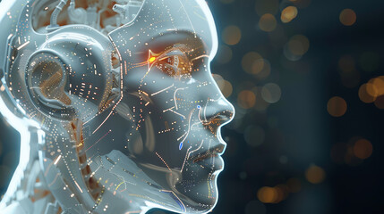 Leinwandbilder - Representing artificial super intelligence as a human invention. Generative AI.