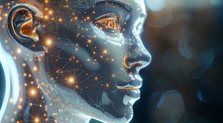 Leinwandbilder - Representing artificial super intelligence as a human invention. Generative AI.