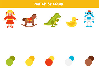 Wall Mural - Color matching game for kids. Match toys and colors.