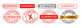 Fototapeta  - eliminated rectangle and circle stamp label sticker sign remove terminate abolish