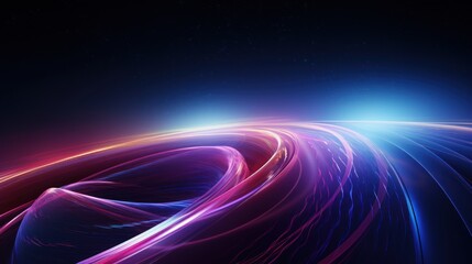 Wall Mural - a mesmerizing digital cyber wave swirling and pulsating in a dark,