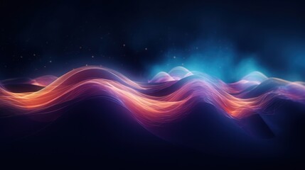 Wall Mural - a mesmerizing digital cyber wave swirling and pulsating in a dark,