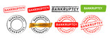 Fototapeta  - bankruptcy rectangle circle rubber stamp label sticker sign for crisis economy financial