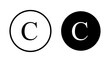 © Gopal - Copyright icon set. trademark copyright protection C mark vector symbol. copyright reserved sign in black filled and outlined style.