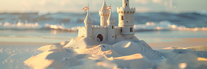 Wall Mural - Sandcastle on the sea in summertime