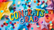 © Let's fly! - Graduation sticker, congratulating сelebratory banner, Congrats Grad. Congratulations greeting card for graduates