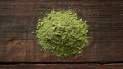 Wall Mural - Matcha powder on wooden background