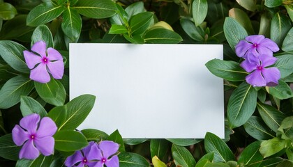 Wall Mural - Enchanted Garden: Paper Card Mockup with West Indian Periwinkle