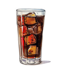 Wall Mural - cola glasses watercolor digital painting good quality