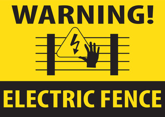 Canvas Print - Electric fence warning sign vector 