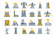 Power plant icons Power station line icon set Editable Stroke
