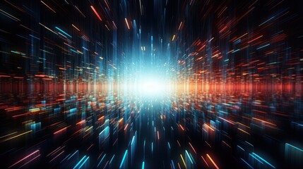 Wall Mural - close-up view of intricate digital cyberspace particles,