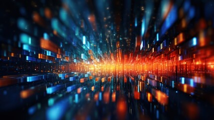 Wall Mural - close-up view of intricate digital cyberspace particles,