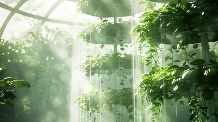 Wall Mural - Mystical Aeroponic Tower Garden Innovative Farming Technology Embraced by Nature