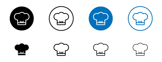 Sticker - Chef hat vector icon set. cook head hat vector icon in black and blue color.
