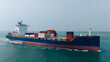 front view Cargo Container ship the ocean ship carrying container and running for import export concept technology freight shipping by ship