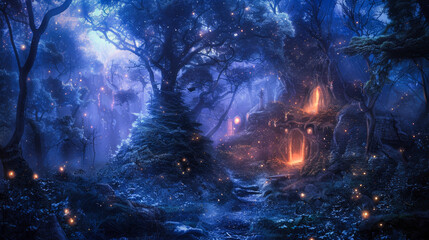 Wall Mural - A fairy house in an enchanted forest