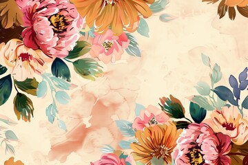 Wall Mural - watercolor flowers background