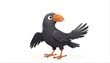 cute crow bird on plain white background from Generative AI