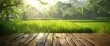 Wooden Floor Beside A Green Rice Field In The Morning With Sunray Exudes A Sense Of Tranquility And Harmony, Background HD For Designer 