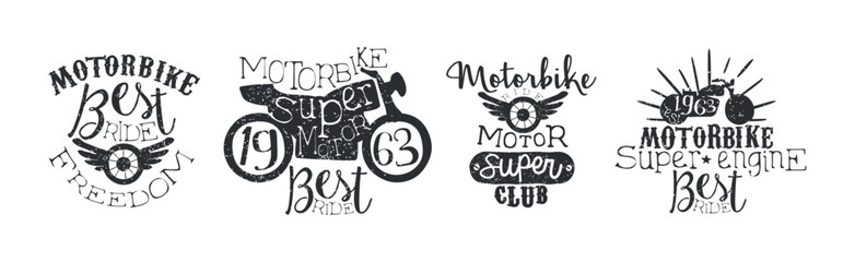 Sticker - Motorbike Label and Badges for Bikers Ride Club Vector Set