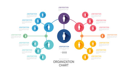 Wall Mural - infographic template for organization chart with business avatar icons. vector infographic for busin